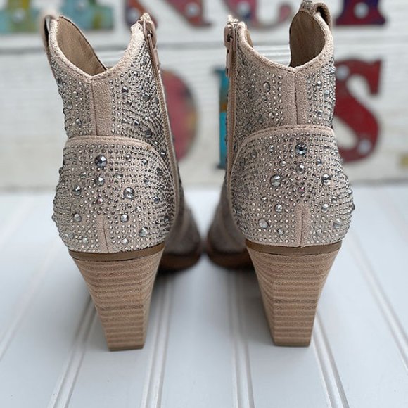New Very G Austin Taupe Rhinestone Booties - Picture 4 of 4